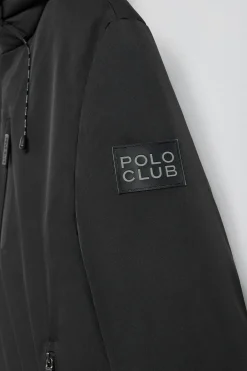 Chaqueta negra Gstaad de capucha fija y detalles Polo Club