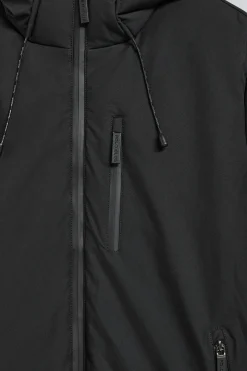Chaqueta negra Gstaad de capucha fija y detalles Polo Club