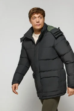 Chaqueta negra Midtown de capucha desmontable y detalles Polo Club