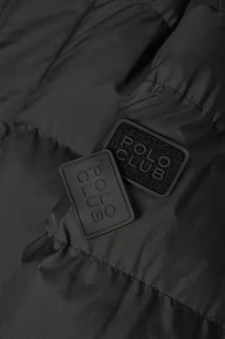 Chaqueta negra Midtown de capucha desmontable y detalles Polo Club