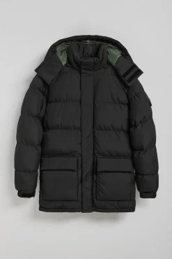 Chaqueta negra Midtown de capucha desmontable y detalles Polo Club