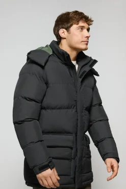 Chaqueta negra Midtown de capucha desmontable y detalles Polo Club