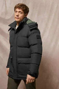 Chaqueta negra Midtown de capucha desmontable y detalles Polo Club
