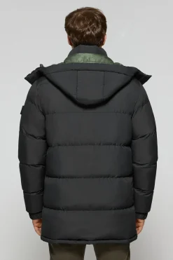 Chaqueta negra Midtown de capucha desmontable y detalles Polo Club