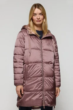 Chaqueta rosa taupe larga y acolchada Rose de capucha fija y detalles Polo Club