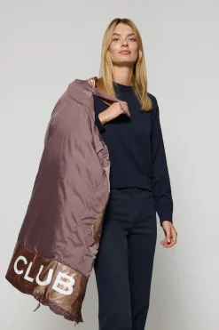 Chaqueta rosa taupe larga y acolchada Rose de capucha fija y detalles Polo Club