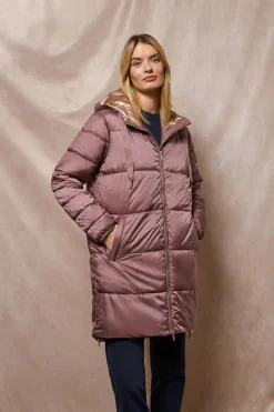 Chaqueta rosa taupe larga y acolchada Rose de capucha fija y detalles Polo Club