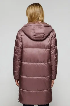 Chaqueta rosa taupe larga y acolchada Rose de capucha fija y detalles Polo Club