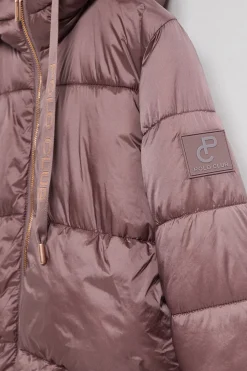 Chaqueta rosa taupe larga y acolchada Rose de capucha fija y detalles Polo Club