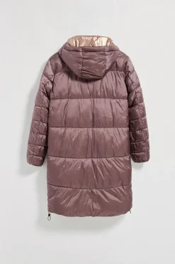 Chaqueta rosa taupe larga y acolchada Rose de capucha fija y detalles Polo Club