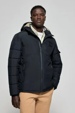 Chaqueta St Moritz azul marino acolchada de capucha fija y detalles Polo Club