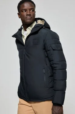 Chaqueta St Moritz azul marino acolchada de capucha fija y detalles Polo Club