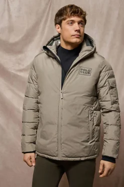 Chaqueta St Moritz beige acolchada de capucha fija y detalles Polo Club