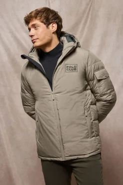 Chaqueta St Moritz beige acolchada de capucha fija y detalles Polo Club