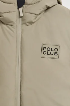 Chaqueta St Moritz beige acolchada de capucha fija y detalles Polo Club