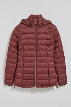 Chaqueta ultralight granate Cintia de capucha extraíble y bordado PC