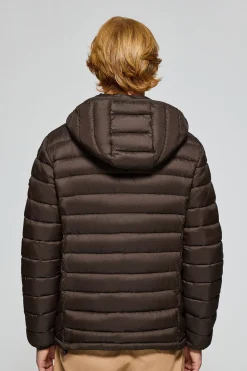 Chaqueta ultralight marrón Corey de capucha extraíble y bordado PC