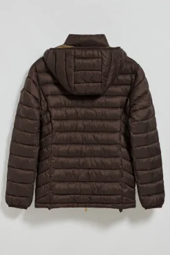 Chaqueta ultralight marrón Corey de capucha extraíble y bordado PC