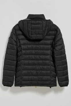 Chaqueta ultralight negra Corey de capucha extraíble y bordado PC