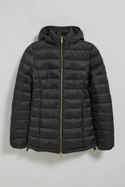 Chaqueta ultralight negra Cintia de capucha extraíble y bordado PC
