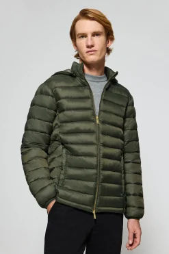 Chaqueta ultralight verde Corey de capucha extraíble y bordado PC