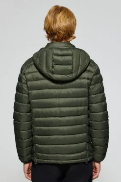 Chaqueta ultralight verde Corey de capucha extraíble y bordado PC