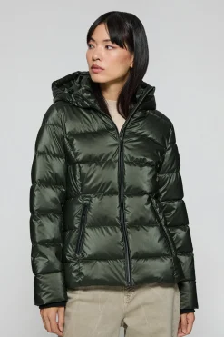 Chaquetón verde efecto brillo Snow de capucha fija y detalles Polo Club
