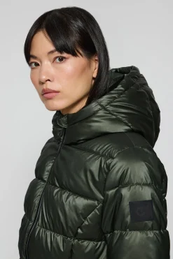Chaquetón verde efecto brillo Snow de capucha fija y detalles Polo Club