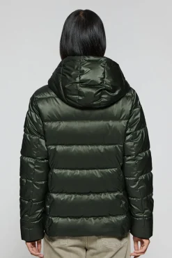 Chaquetón verde efecto brillo Snow de capucha fija y detalles Polo Club