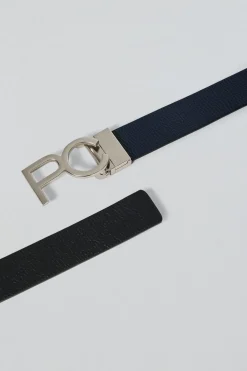 Cinturón Bennet reversible azul marino y negro con hebilla PC