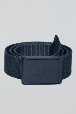 Cinturón Brahim azul marino canvas con hebilla logotipada