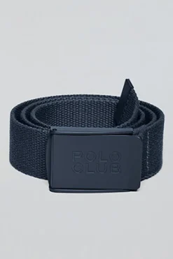Cinturón Brahim azul marino canvas con hebilla logotipada