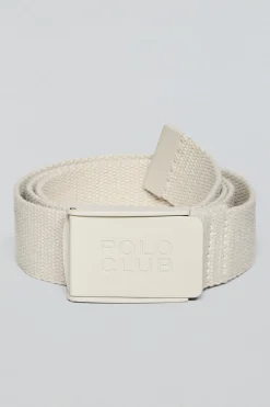 Cinturón Brahim beige canvas con hebilla logotipada