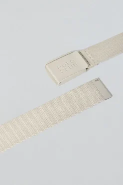 Cinturón Brahim beige canvas con hebilla logotipada