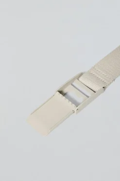 Cinturón Brahim beige canvas con hebilla logotipada