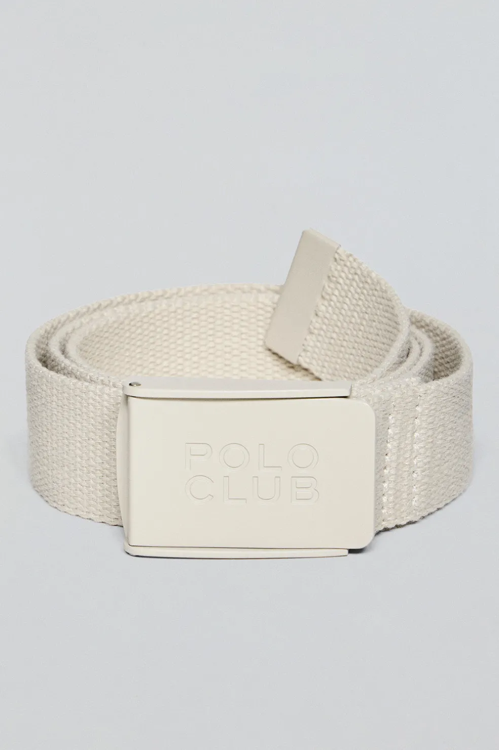 Cinturón Brahim beige canvas con hebilla logotipada