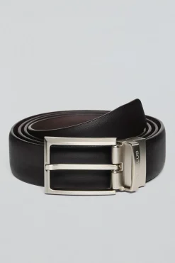 Cinturón clásico reversible Tyler negro y marrón con detalle Polo Club