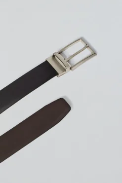 Cinturón clásico reversible Tyler negro y marrón con detalle Polo Club