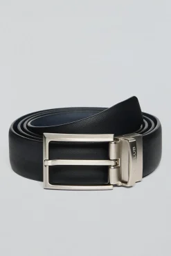 Cinturón clásico reversible Tyler negro y azul con detalle Polo Club
