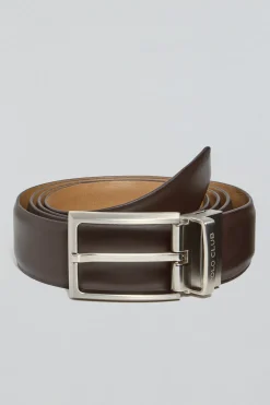 Cinturón clásico reversible Tyler camel y marrón oscuro con detalle Polo Club
