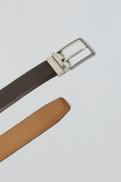 Cinturón clásico reversible Tyler camel y marrón oscuro con detalle Polo Club