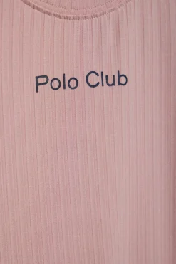 Conjunto de shorts y camiseta de pijama rosa con detalles Polo Club