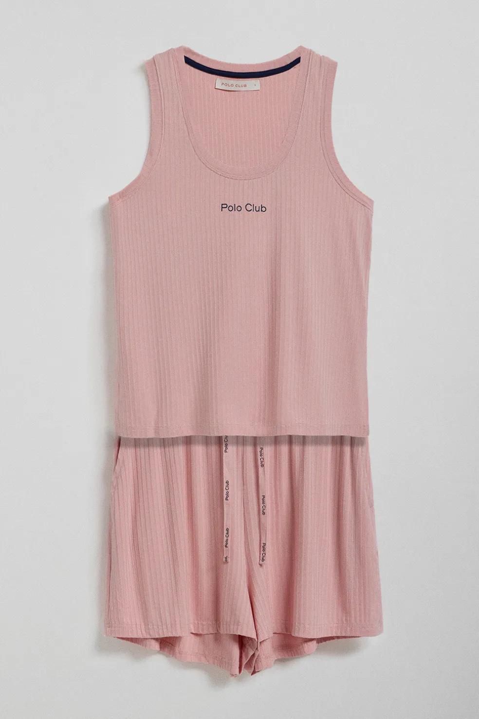 Conjunto de shorts y camiseta de pijama rosa con detalles Polo Club