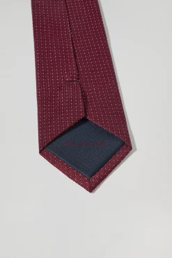 Corbata de seda granate con logotipo Polo Club