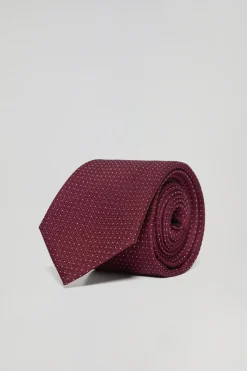 Corbata de seda granate con logotipo Polo Club
