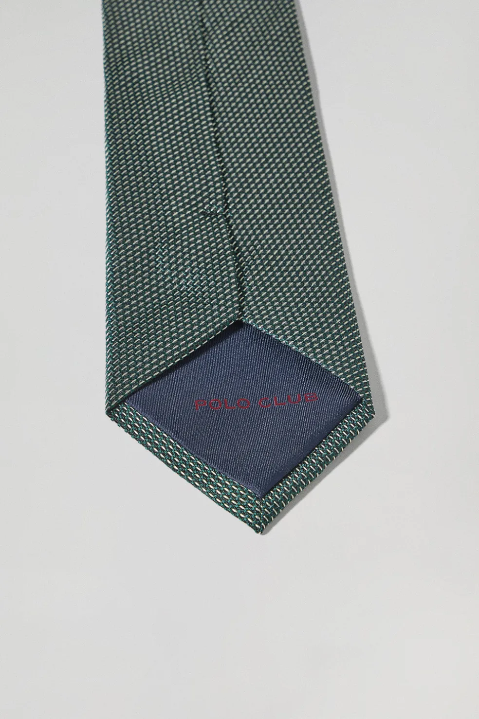 Corbata de seda verde con logotipo Polo Club