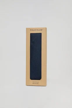 Corbata lisa de seda azul con logotipo Polo Club