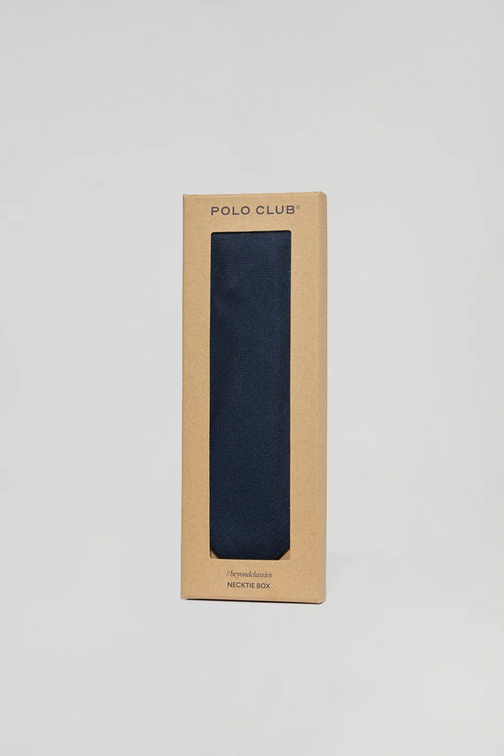 Corbata lisa de seda azul con logotipo Polo Club