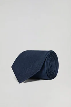 Corbata lisa de seda azul con logotipo Polo Club