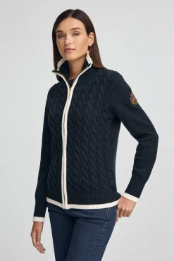 Cárdigan azul marino con parche naútico Polo Club